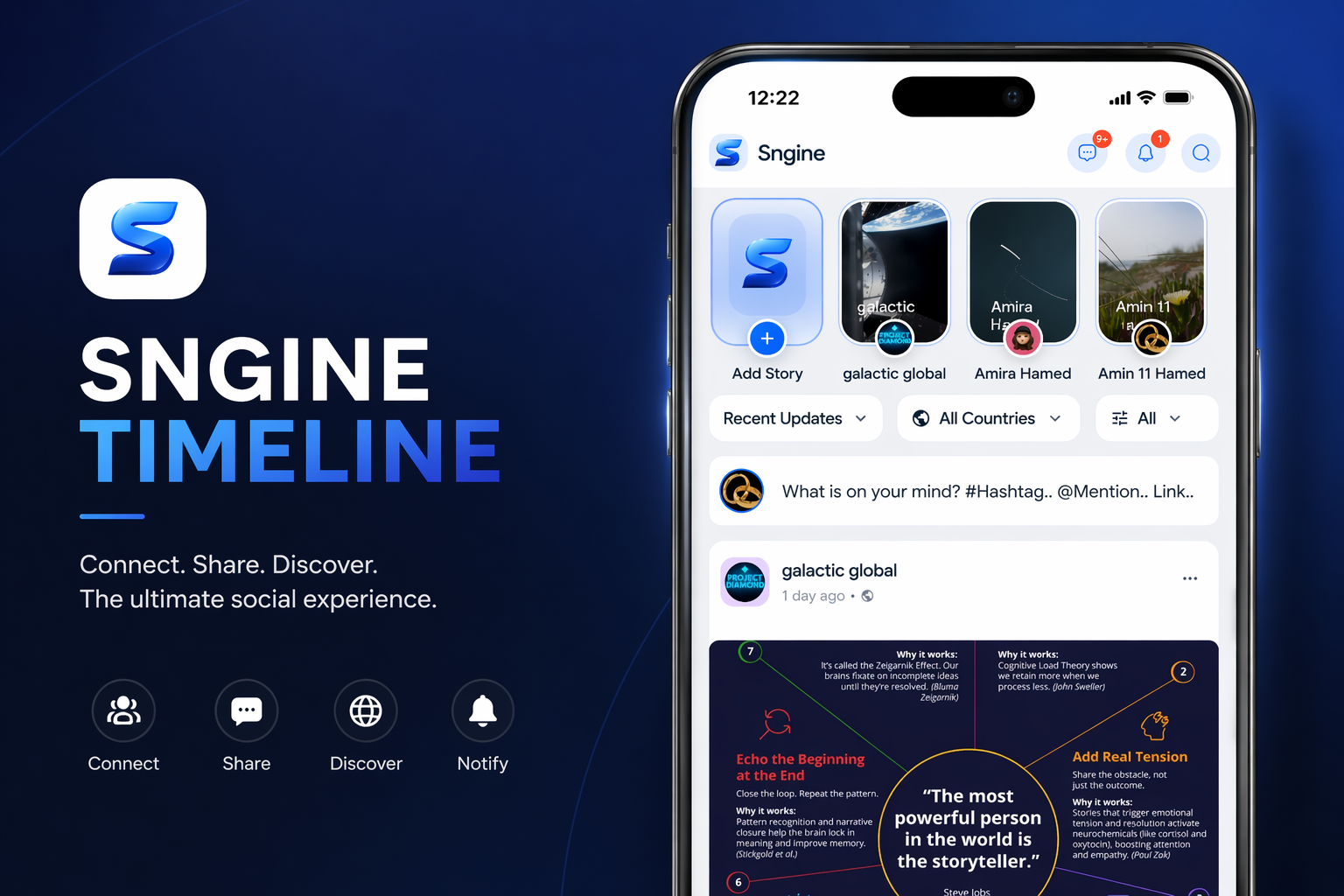 Sngine Timeline Flutter App Preview